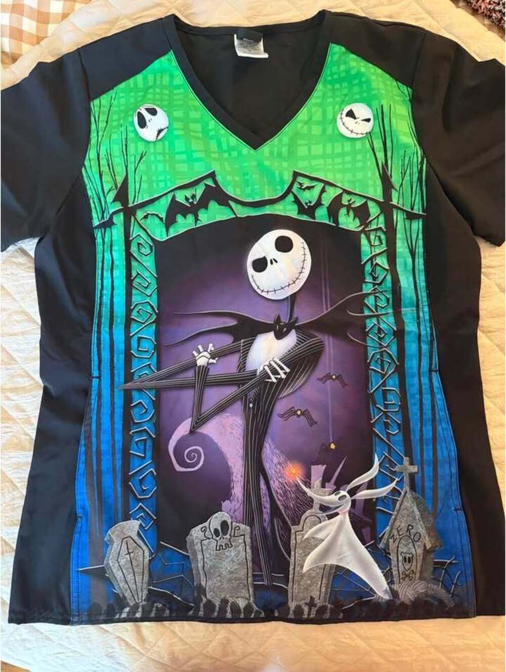 Small Nightmare Before Christmas Scrub Top NWOT